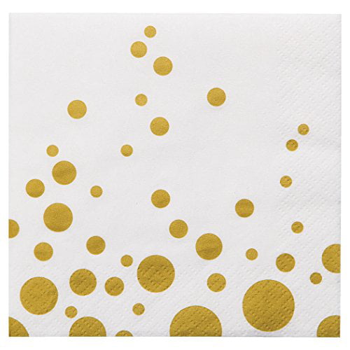 3-Pack: 48 Count Creative Converting 317844 Paper Beverage Napkins Sparkle and Shine Gold 